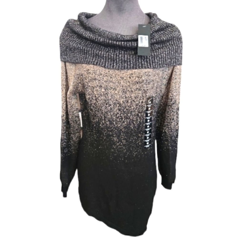 NWT METALIC ASOMETRICAL TUNIC SWEATER SZ.M